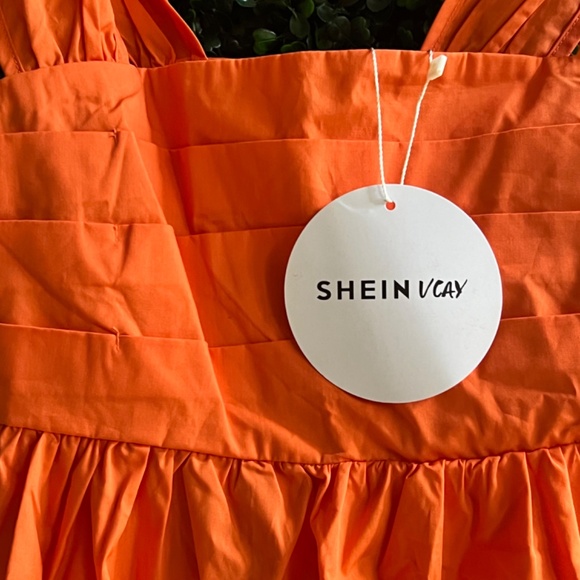 SHEIN Orange Sleeveless Mini Summer Resort Dress Size XS - Picture 3 of 6